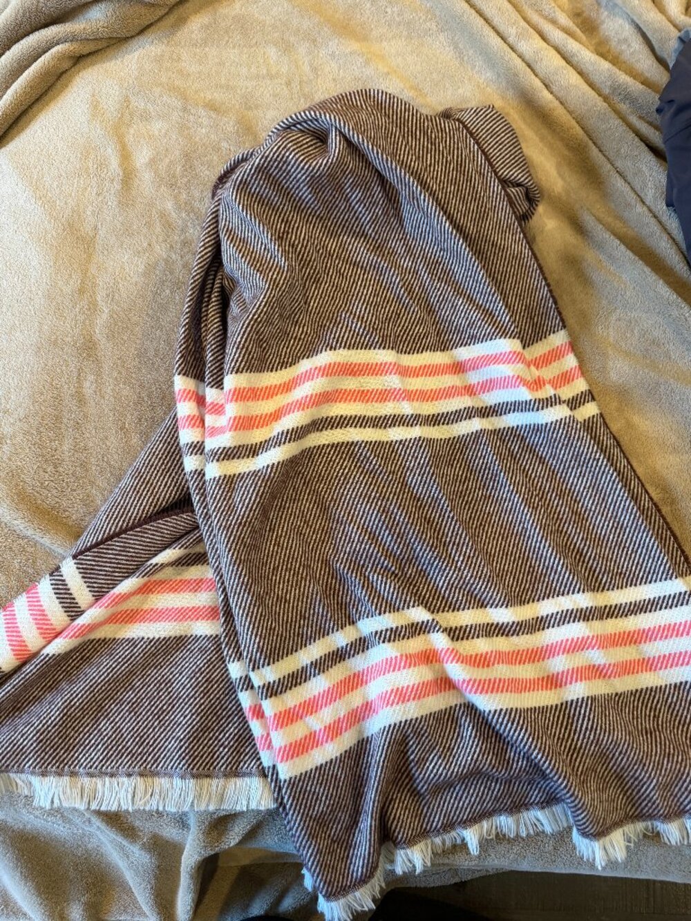 Lands End Scarf - Maroon and Red Striped